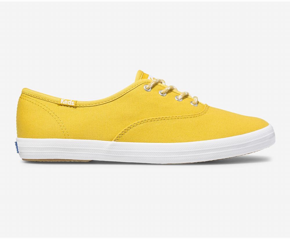 Women's Keds Champion Solids Wide Width Shoes Lemon 8605431OX - South Africa